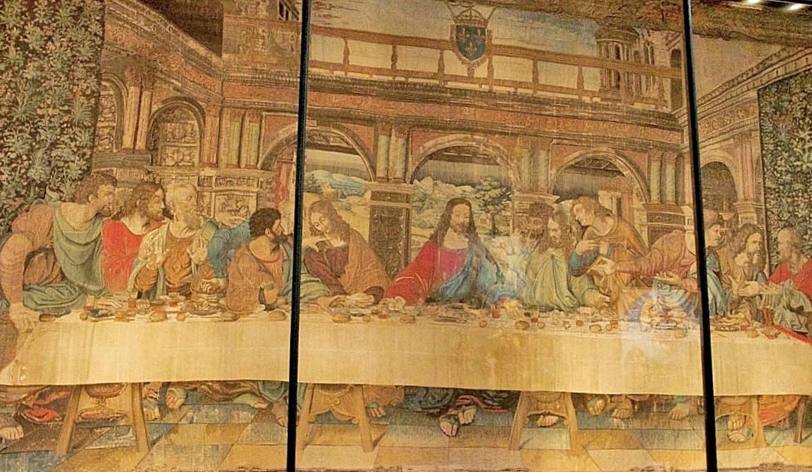 Da Vinci'ye ayrılan odadaki İsa'nın son yemeği halısı - Vatikan Resim Galerisi