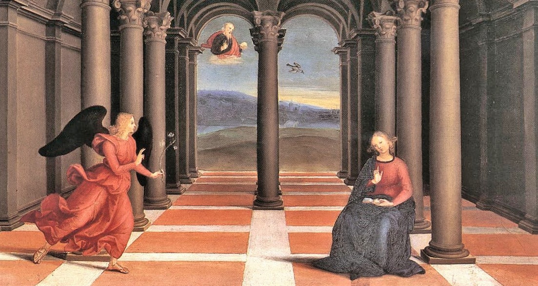 Raphael'in Oddi Şapeli sunağına yaptığı - Duyuru eseri. Vatikan Müzeleri